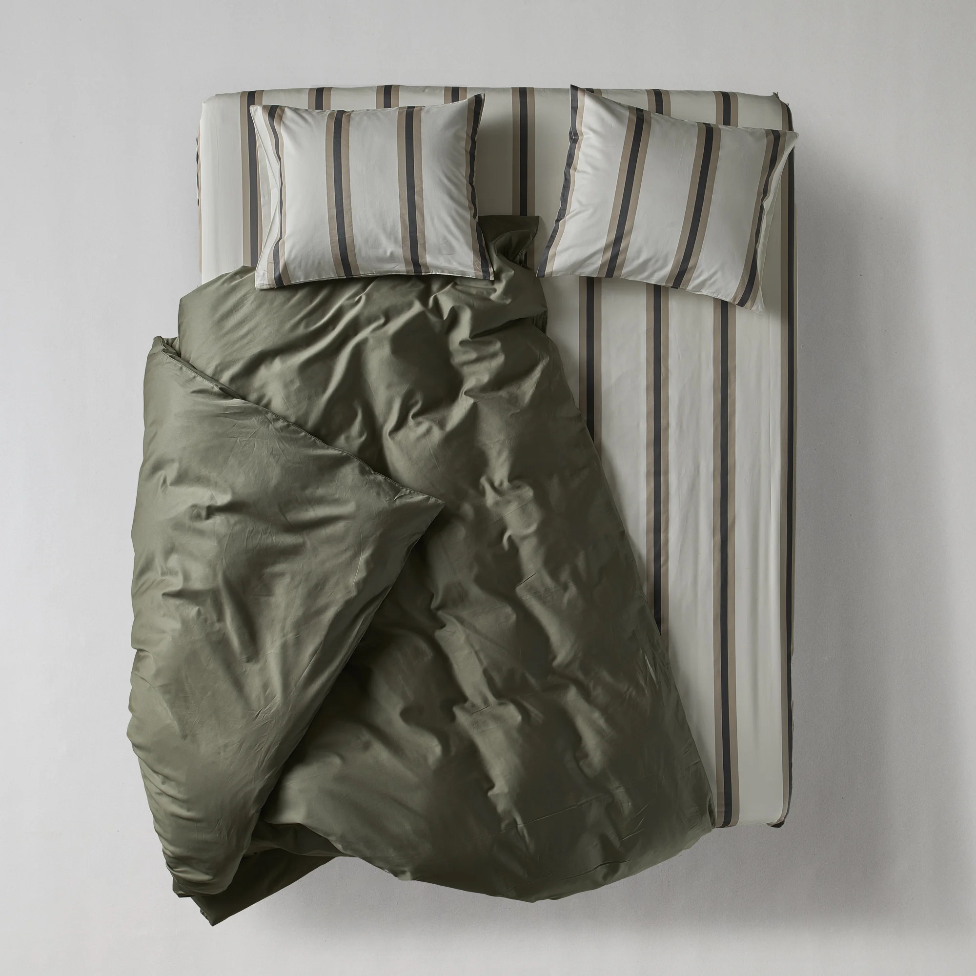 Bedroommood Sateen Cream Stripes Olive Duo