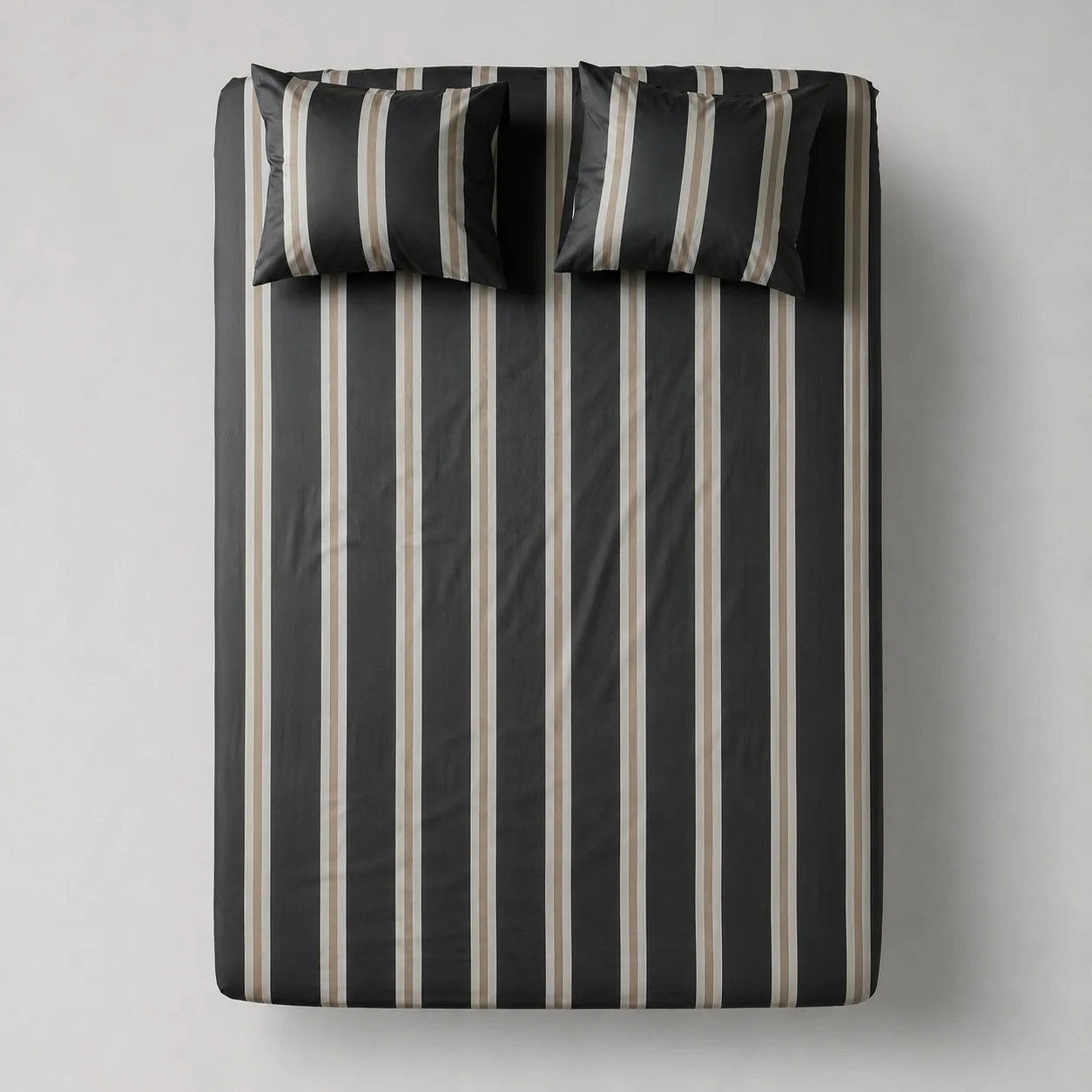 Ch Bedroommood Sheet Satin Top View Graphite Stripes
