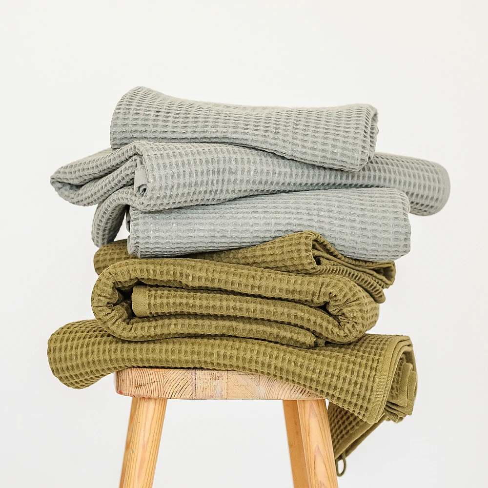 Organic Turkish Cotton Waffle Towel - Mint