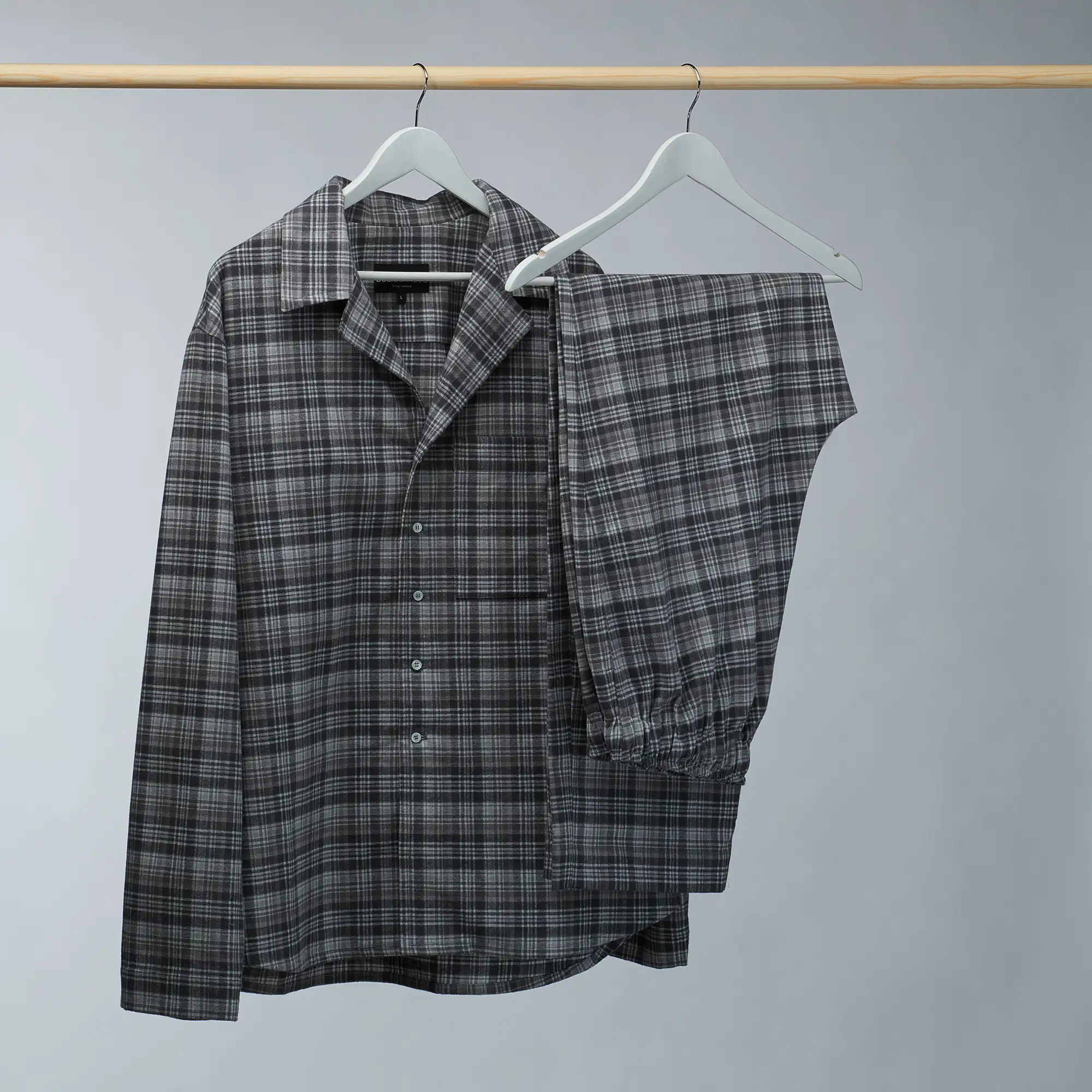 Soft flannel pyjama set with pants - Dark grey