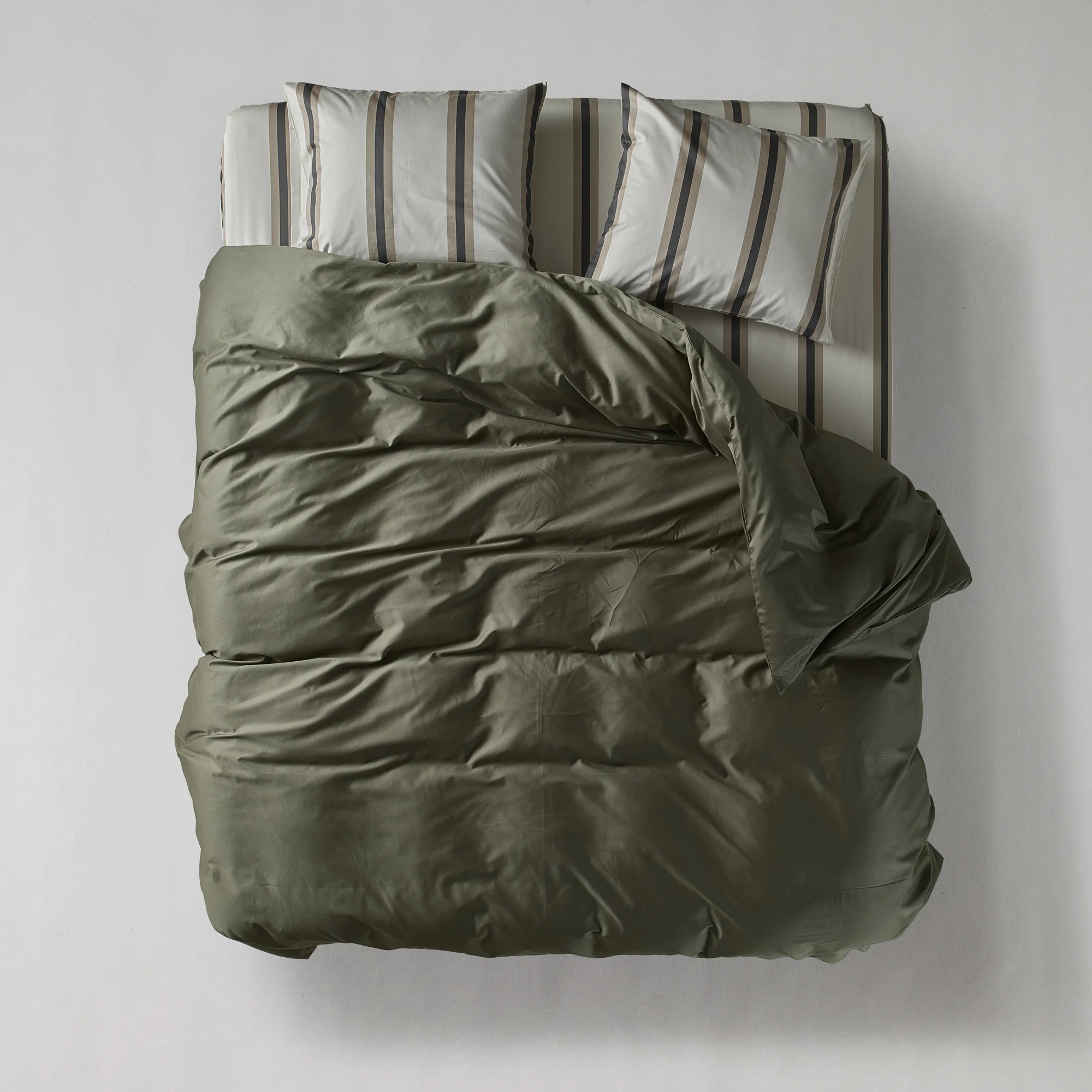 Bedroommood Sateen Cream Stripes Olive Set