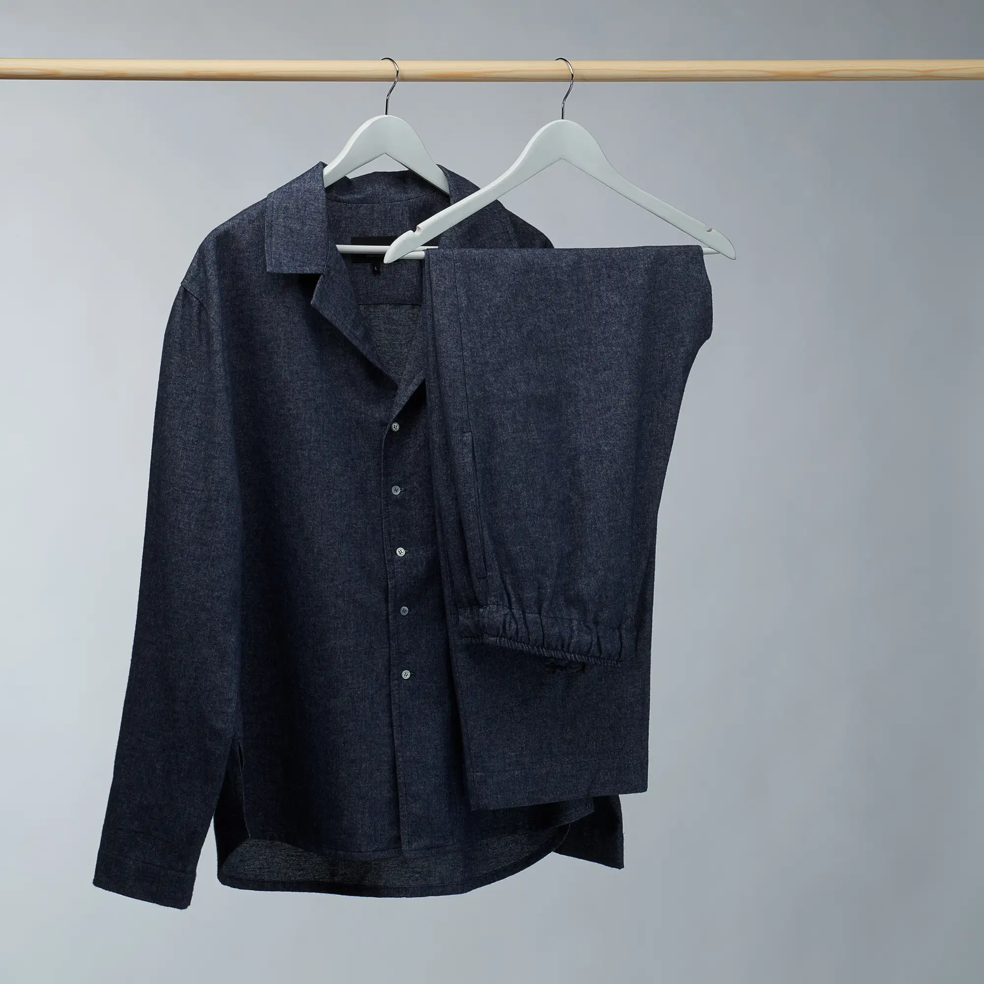 Soft flannel pyjama set with pants - Navy